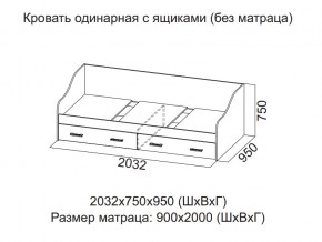 Кровать одинарная с ящиками (Без матраца 0,9*2,0) в Пыть-Яхе - pyt-yah.магазин96.com | фото